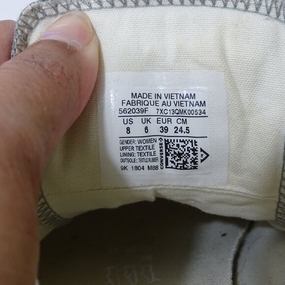 Converse All Star Low Top Canvas Sneakers Women Size 8 Gray Casual Shoes 562039F - Picture 8 of 8